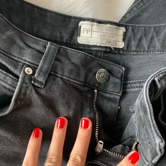free people crop washed black flare jeans - Picture 3 of 5